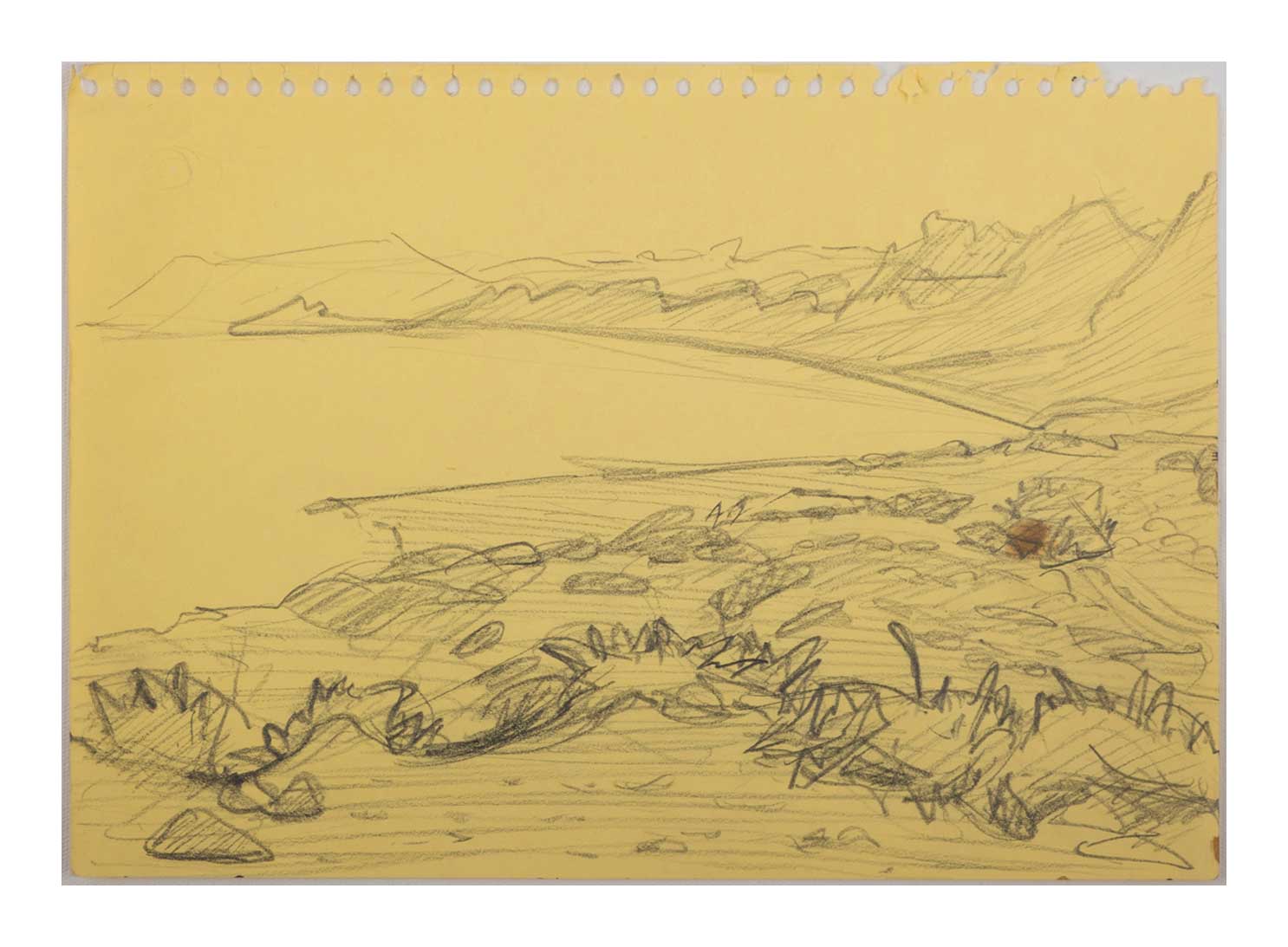 Sourena Zamani-Exile Landscape Sketches-no.10-21x29cm-2021-ink on yellow paper