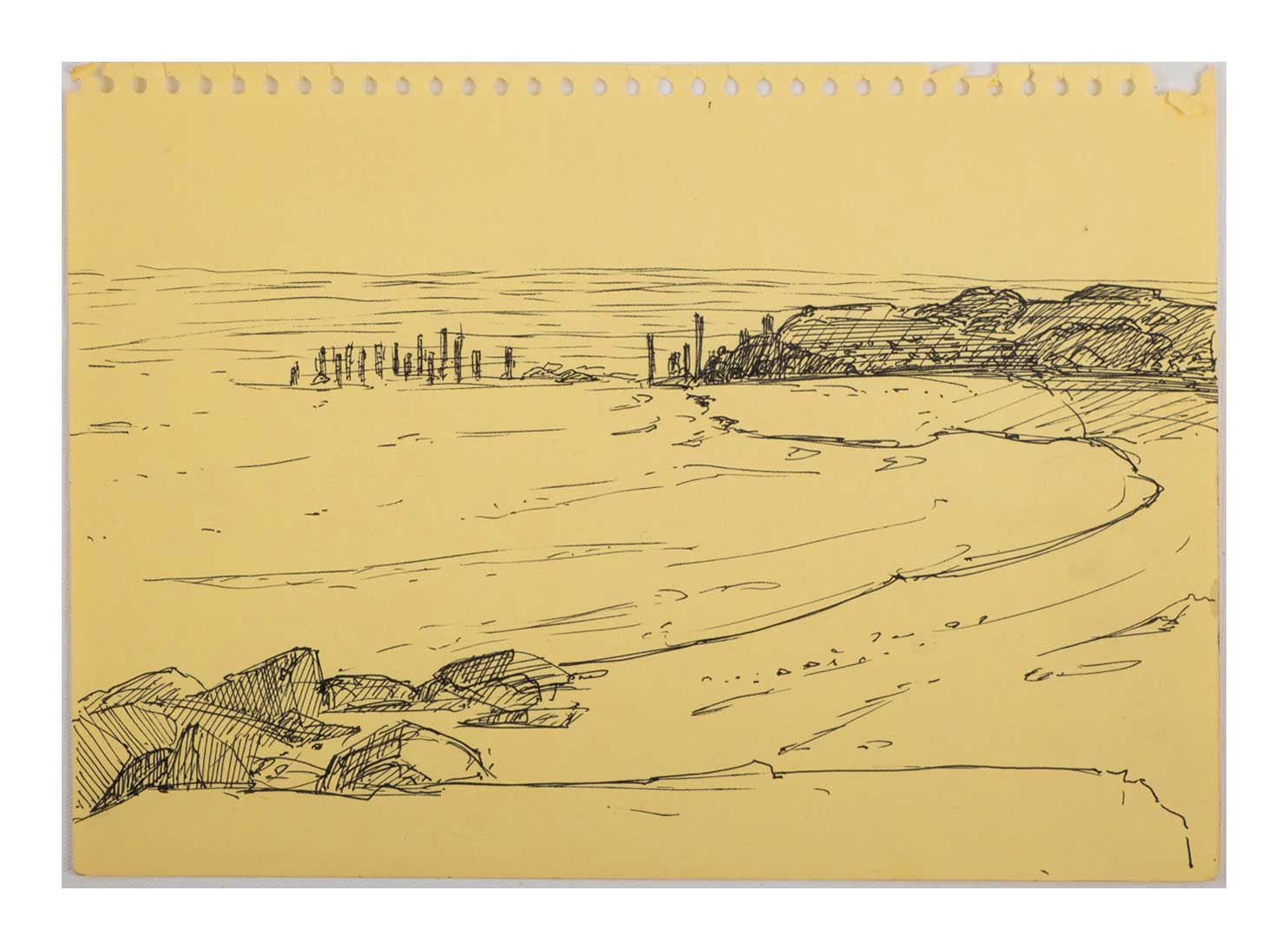 Sourena Zamani-Exile Landscape Sketches-no.12-21x29cm-2021-ink on yellow paper