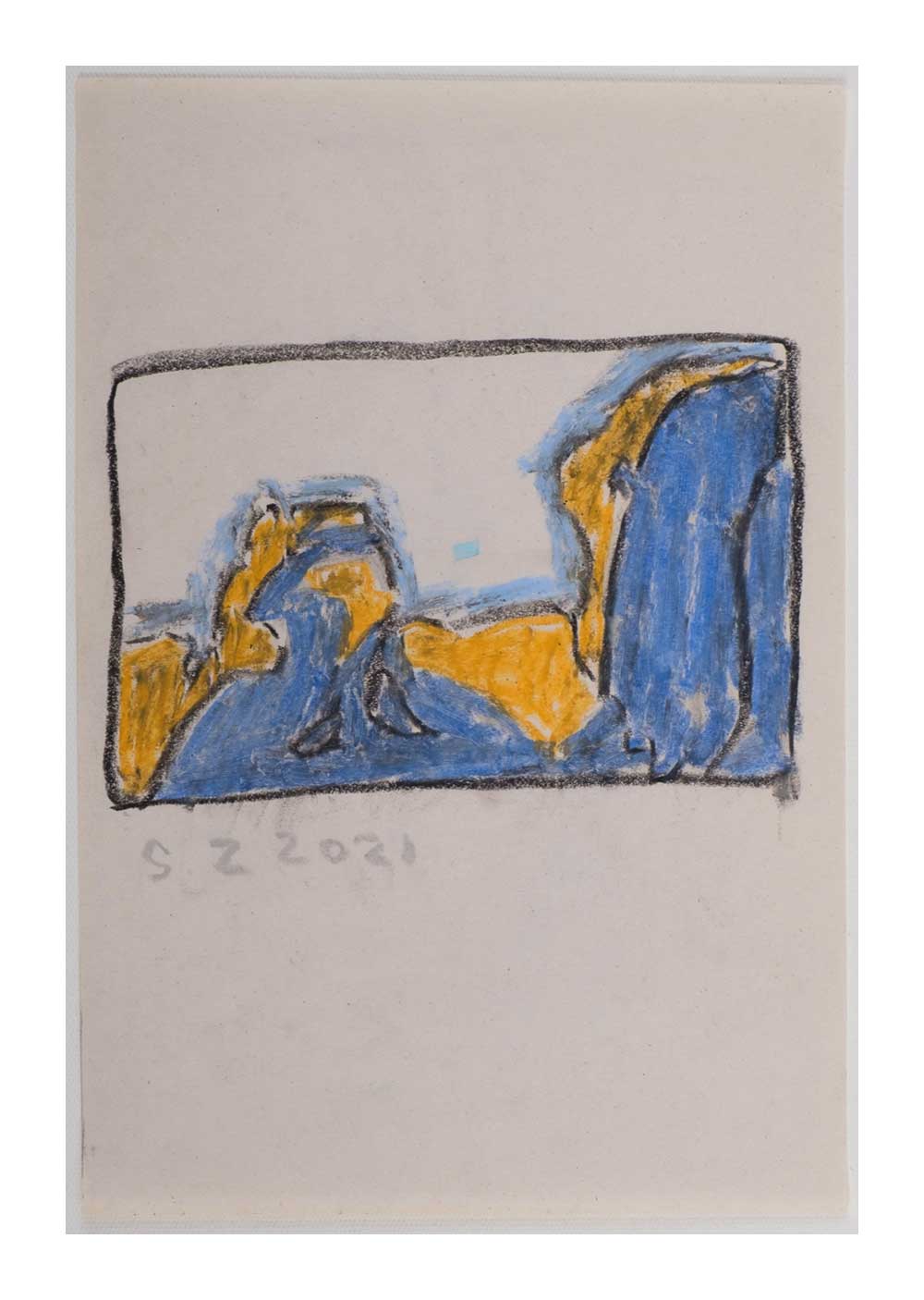 Sourena Zamani-Exile Landscape Sketches-no.17-25x17cm-2021-oil pastel on paper