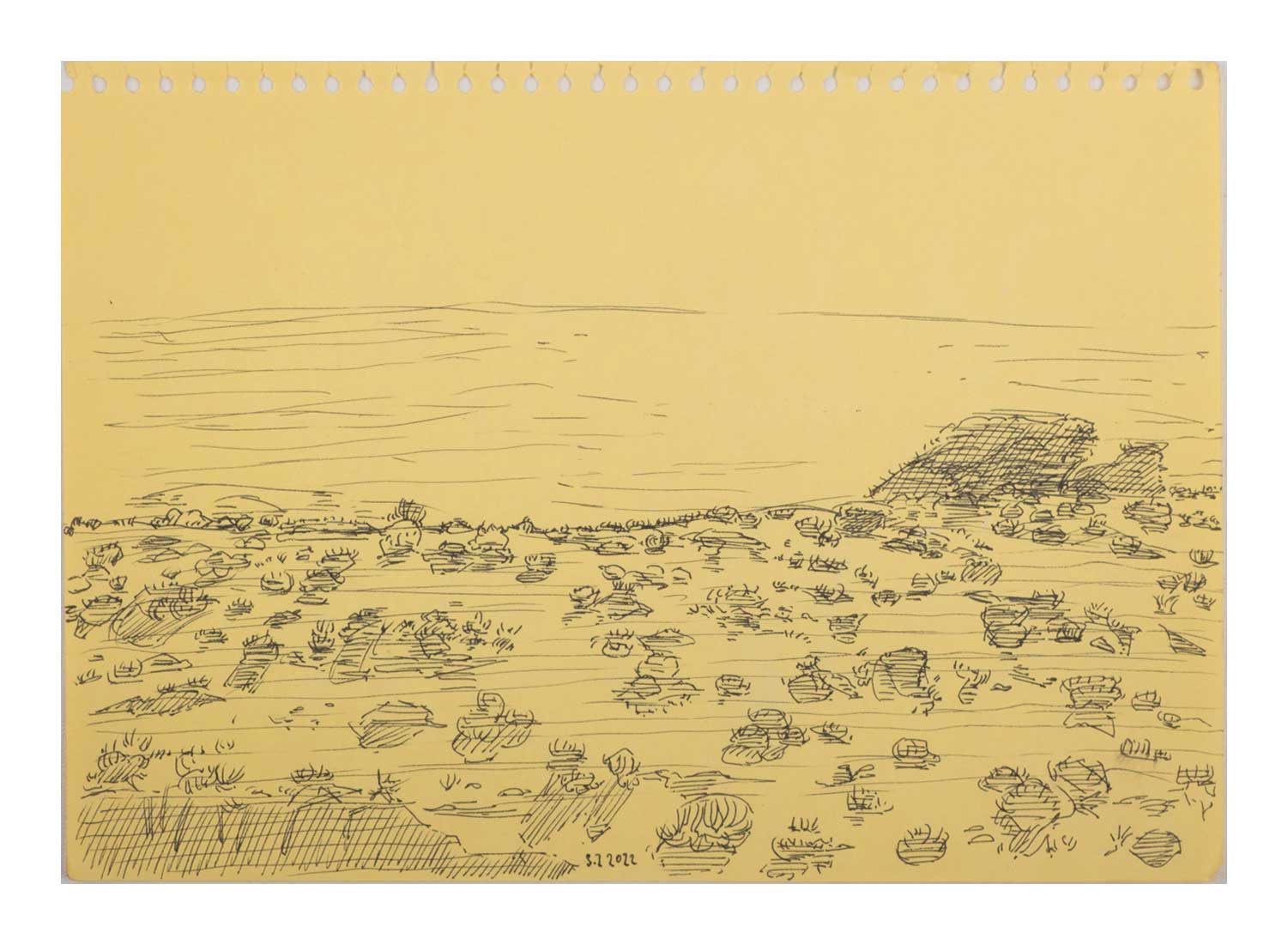 Sourena Zamani-Exile Landscape Sketches-no.46-21x29cm-2022-ink on yellow paper