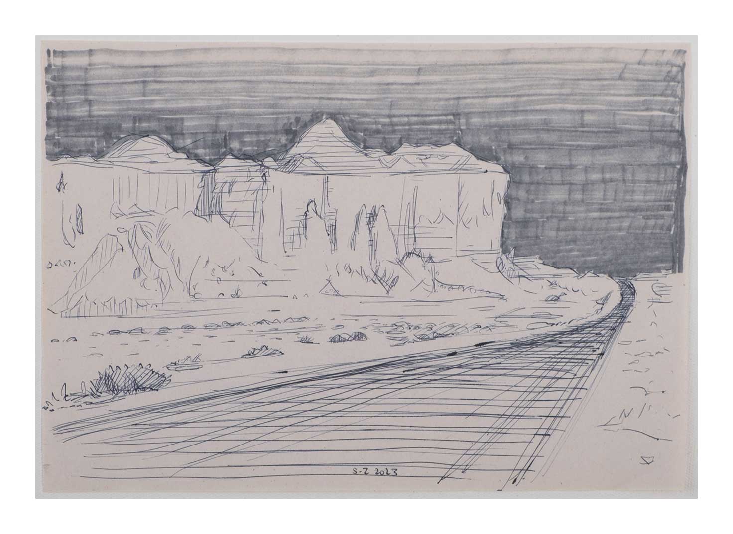 Sourena Zamani-Exile Landscape Sketches-no.51-17x25cm-2023-ink on paper