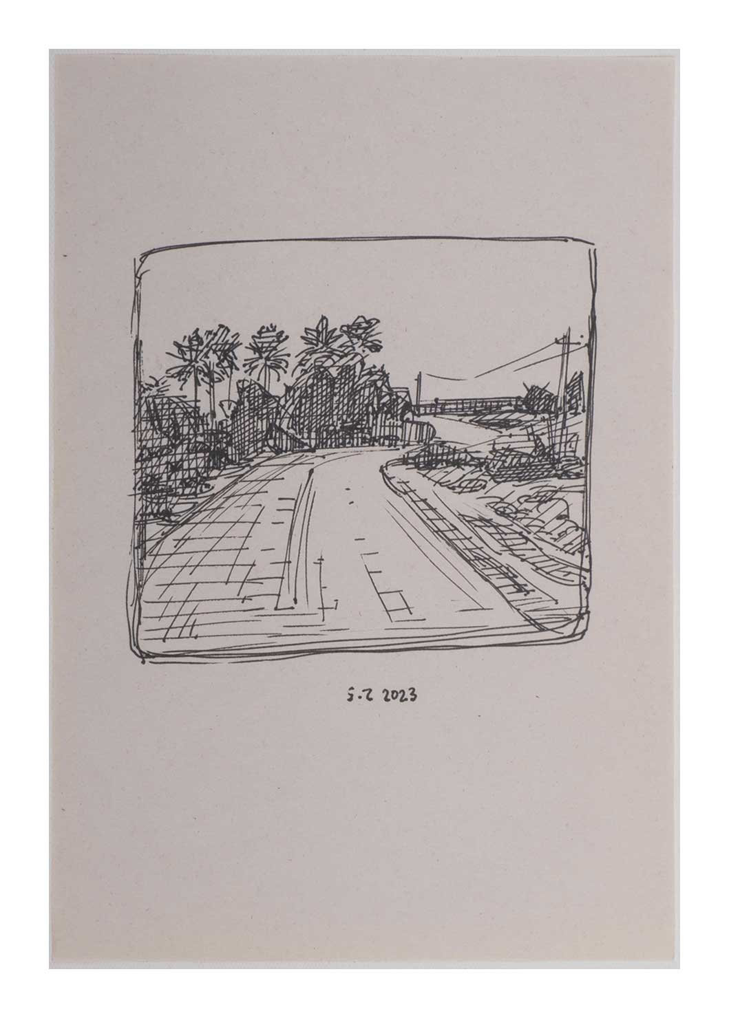 Sourena Zamani-Exile-Landscape-Sketches-no.61-25x17cm-2023-ink-on-paper