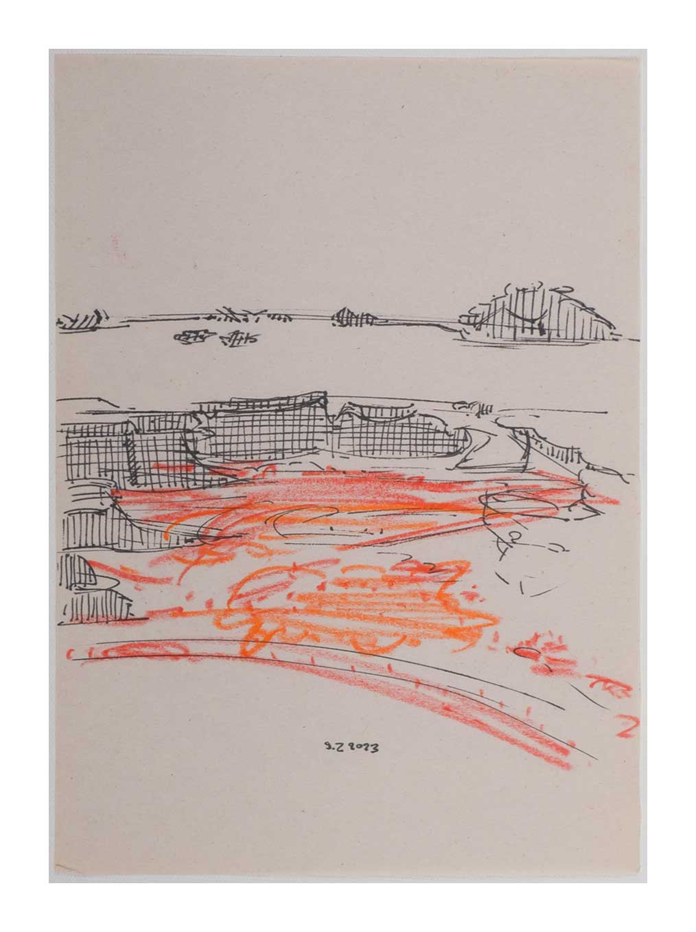 Sourena Zamani-Exile Landscape Sketches-no.65-25x17cm-2023-oil pastel and ink on paper