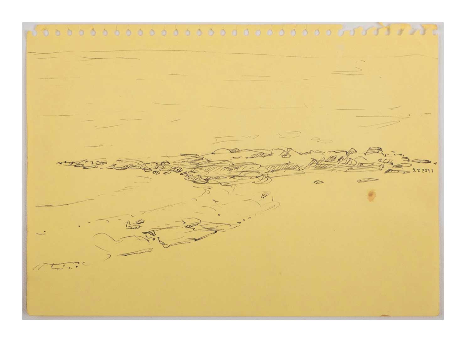 Sourena Zamani-Exile Landscape Sketches-no.7-21x29cm-2021-ink on yellow paper