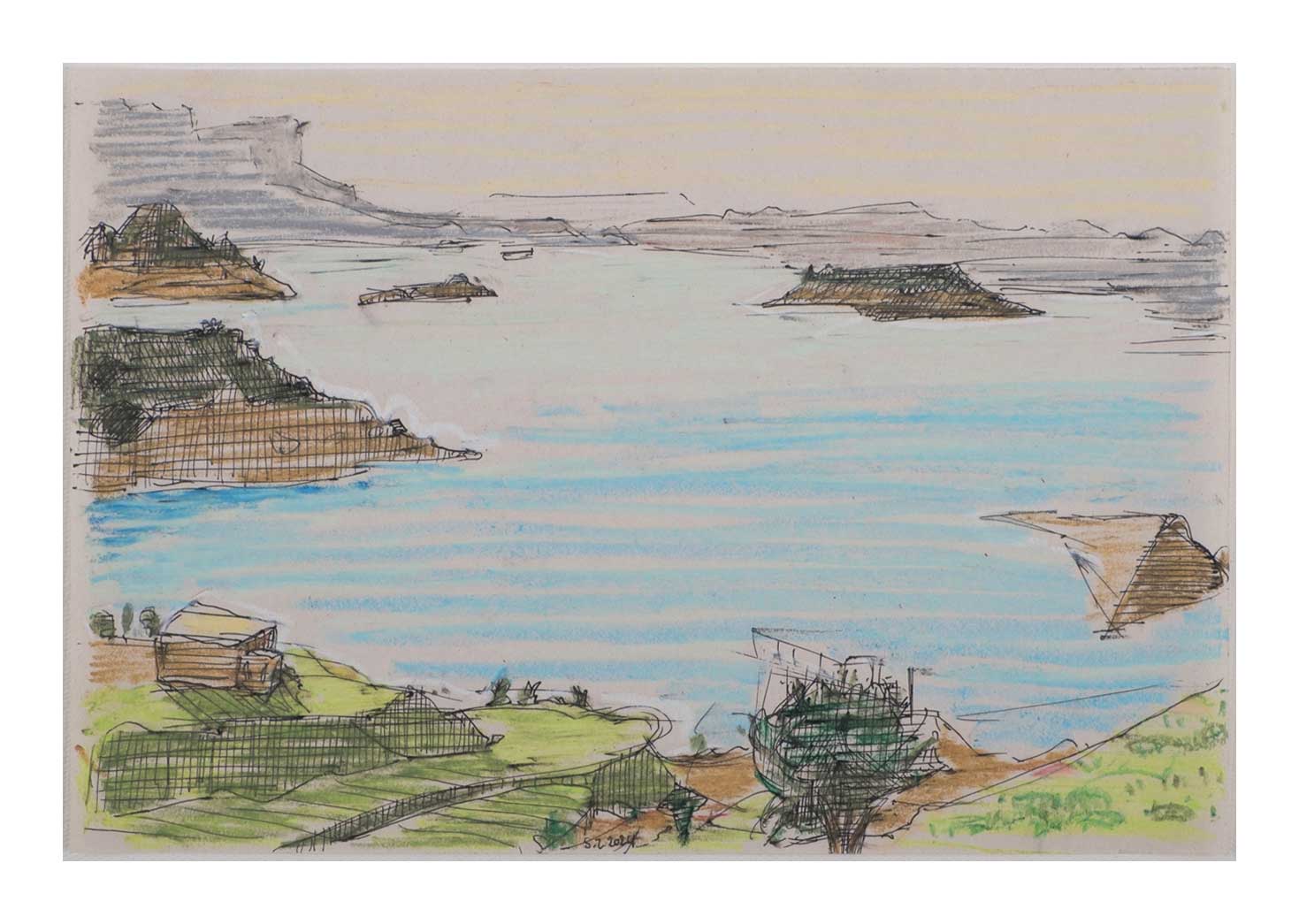 Sourena Zamani-Exile Landscape Sketches-no.74-17x25cm-2024-oil-pastel and ink on paper