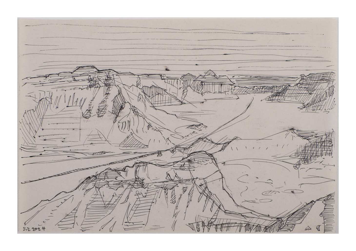 Sourena Zamani-Exile Landscape Sketches-no.78-17x25cm-2024-ink -on paper