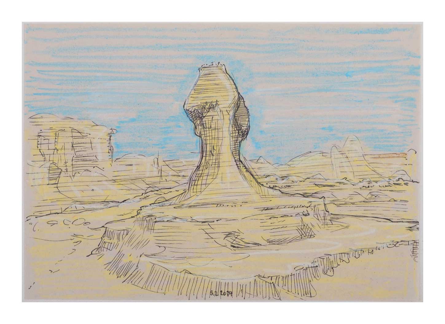 Sourena Zamani-Exile Landscape Sketches-no.79-17x25cm-2024-oil pastel and ink on paper