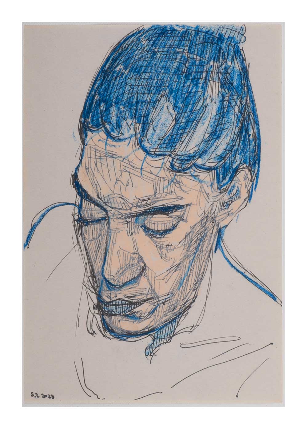 Sourena Zamani-Exile Maadi Sketches-no.15-25x17cm-20231-Ink and oil pastel on paper