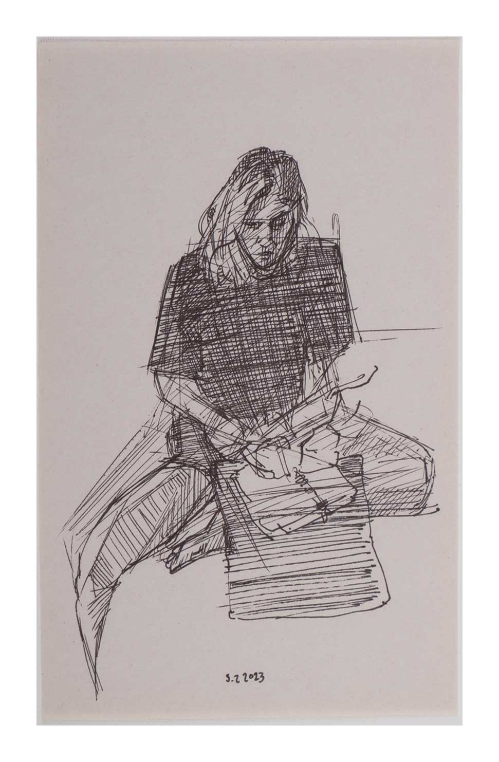 Sourena-Zamani-Exile-Maadi-Sketches-no.19-25x17cm-2023-Ink-on-paper