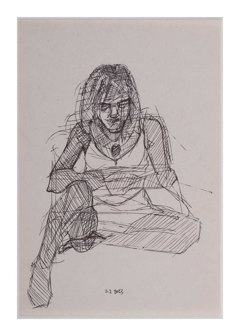 Sourena Zamani-Exile Maadi Sketches-no.20-25x17cm-2023-Ink on paper