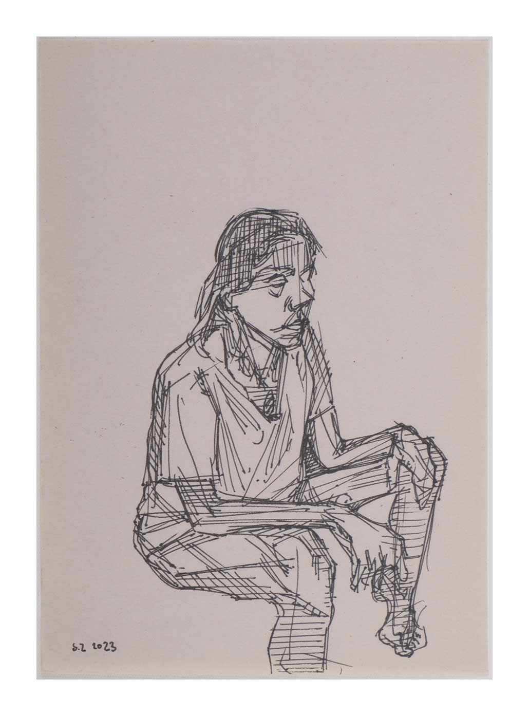 Sourena Zamani-Exile Maadi Sketches-no.23-25x17cm-2023-Ink on paper