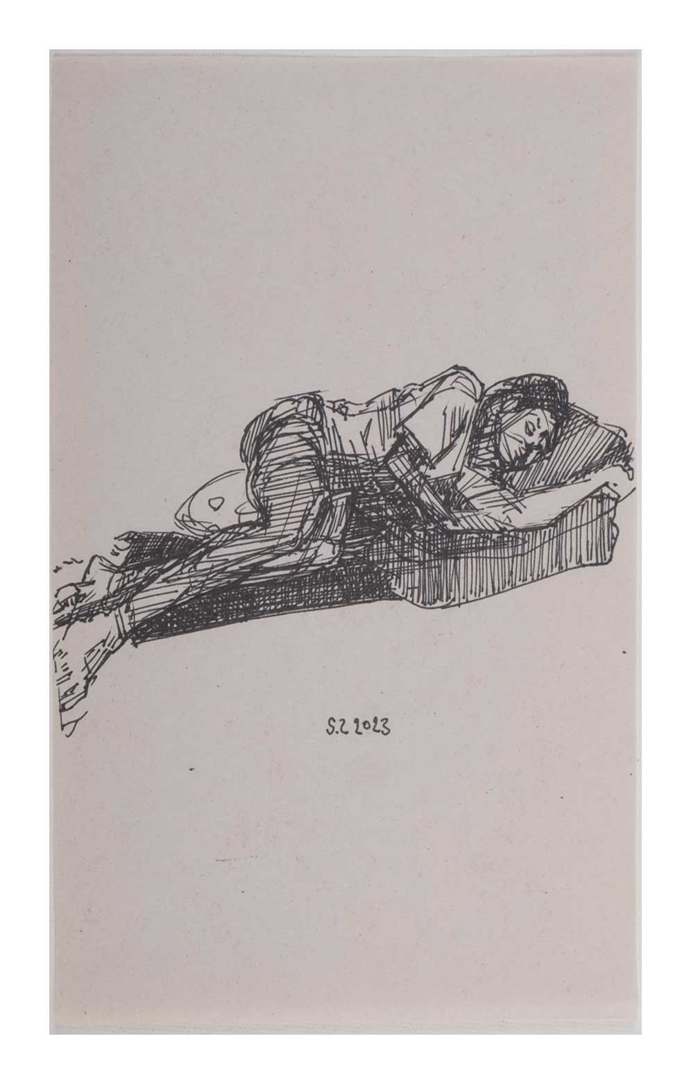 Sourena Zamani-Exile Maadi Sketches-no.24-25x17cm-2023-Ink on paper