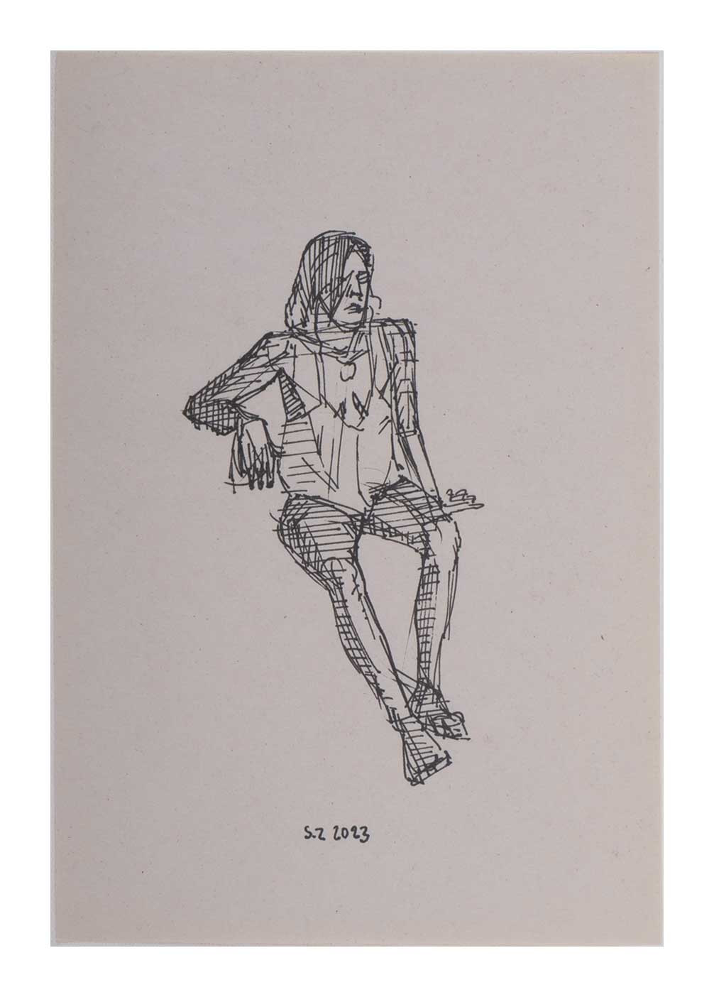 Sourena Zamani-Exile Maadi Sketches-no.25-25x17cm-2023-Ink on paper