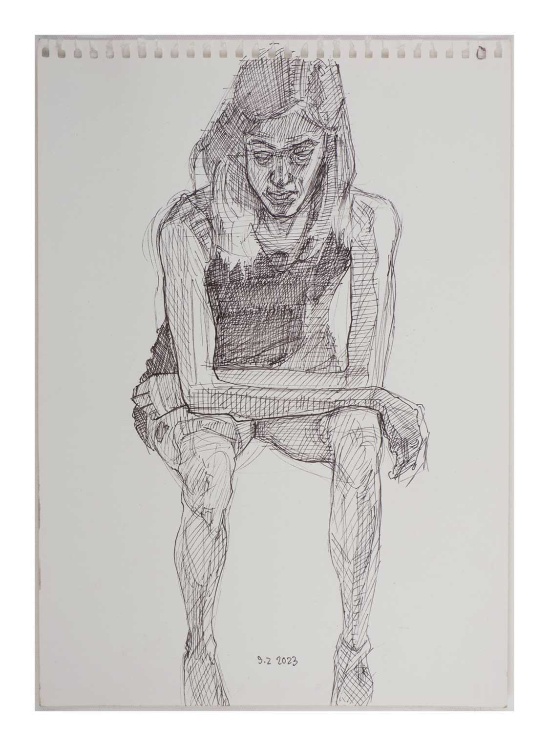 Sourena Zamani-Exile Maadi Sketches-no.31-35x25cm-2023-Ink on paper