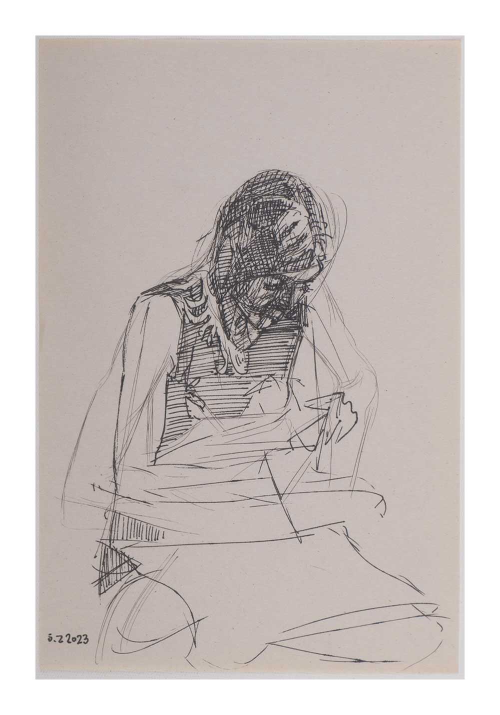 Sourena Zamani-Exile Maadi Sketches-no.32-25x17cm-2023-Ink-  paper