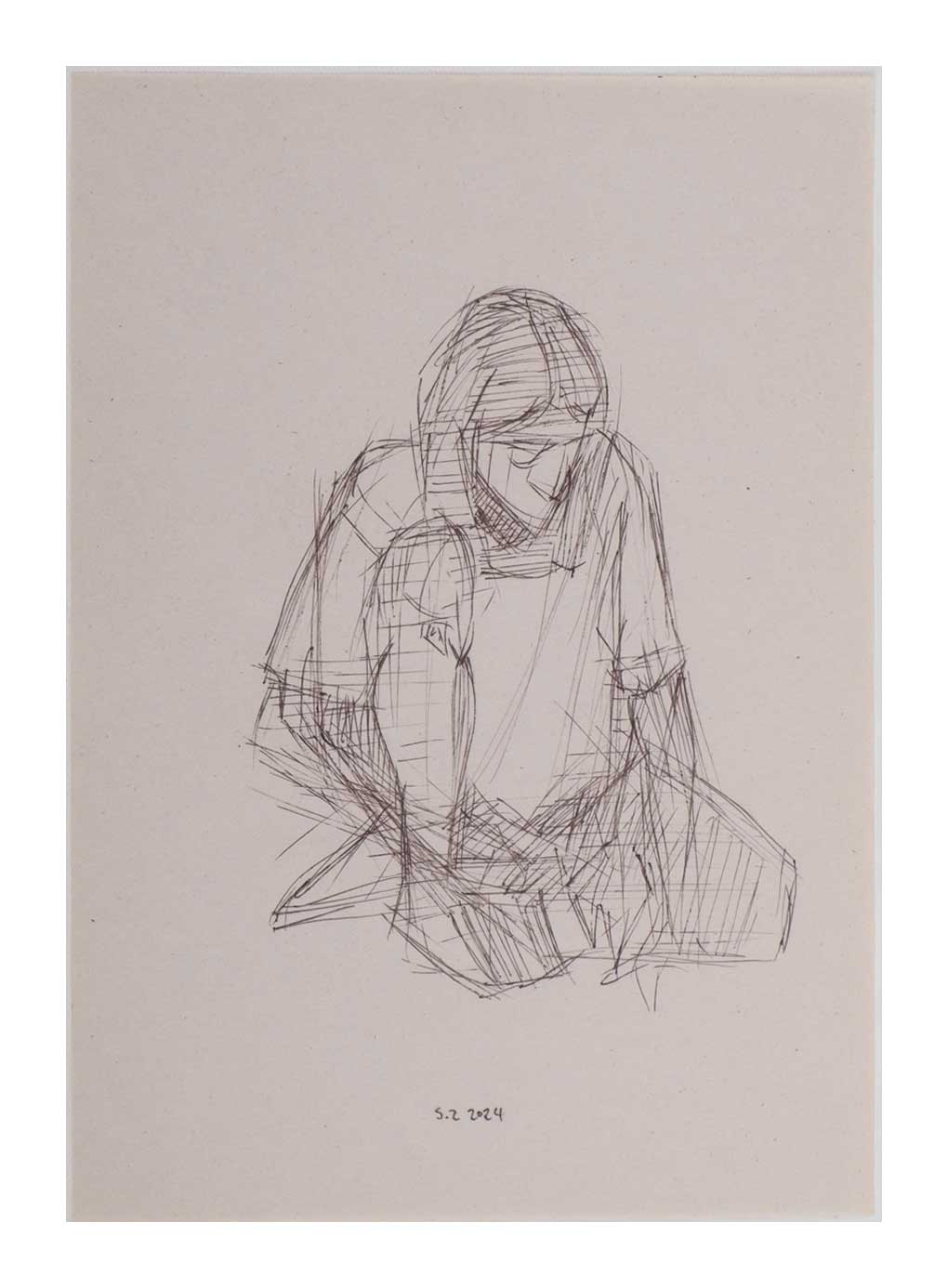 Sourena Zamani-Exile Maadi Sketches-no.33-25x17cm-2024-Ink on paper