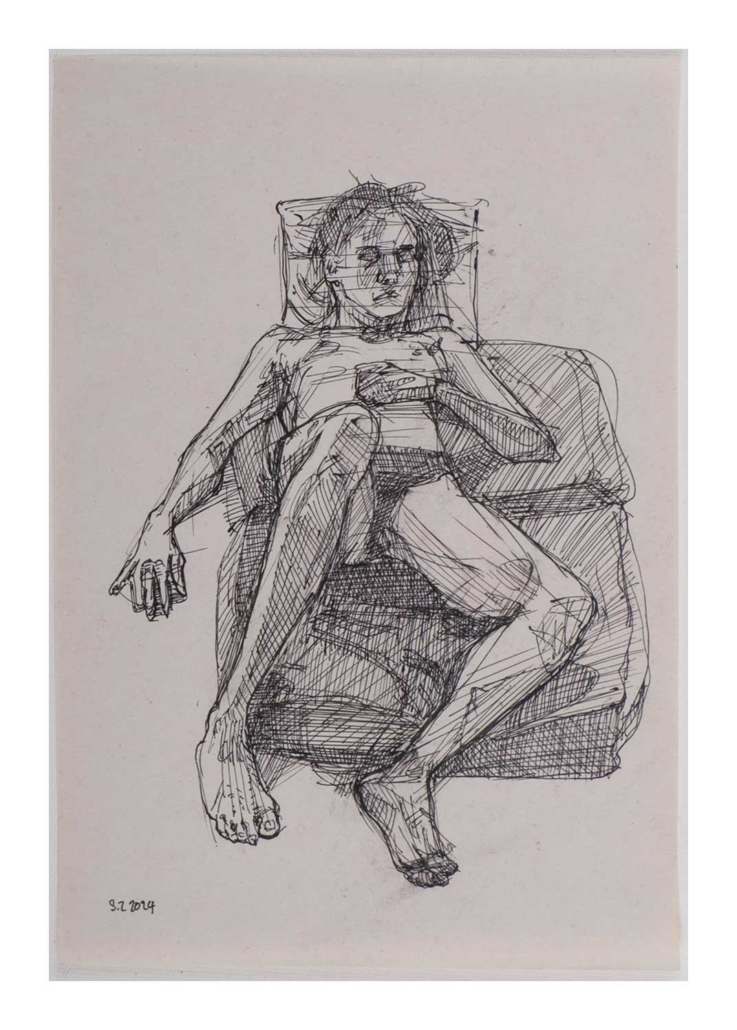 Sourena Zamani-Exile Maadi Sketches-no.36-25x17cm-2024-Ink on paper