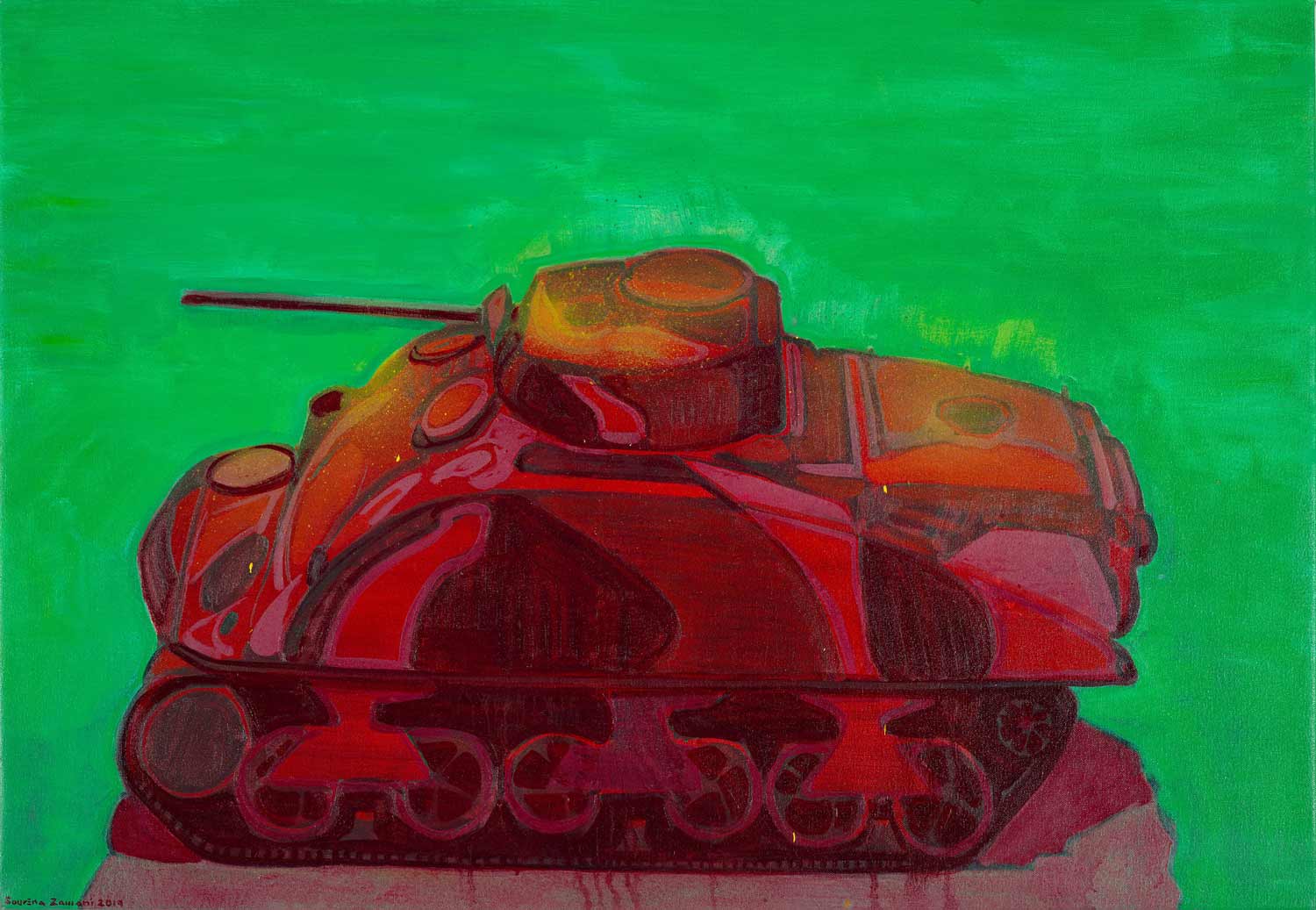 Sourena Zamani-Thanks to Tanks 1-73x102cm-2019-Oil on canvas