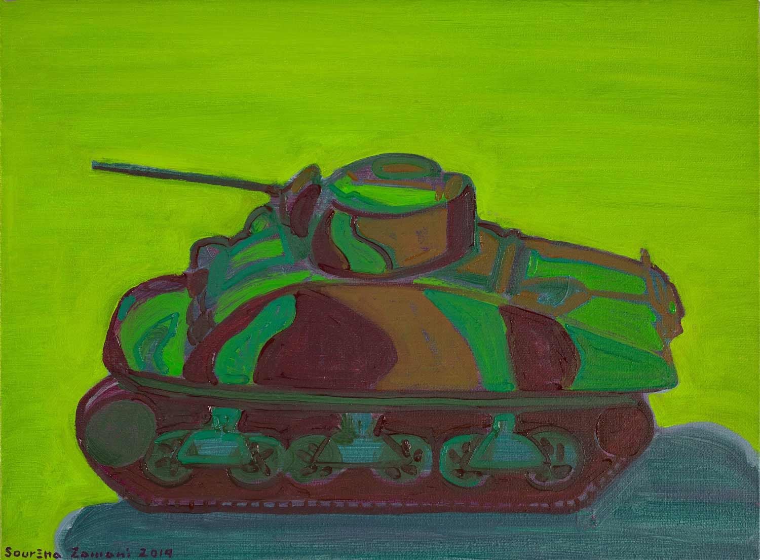 Sourena Zamani-Thanks to Tanks 9-30x40cm-2019-Oil on canvas