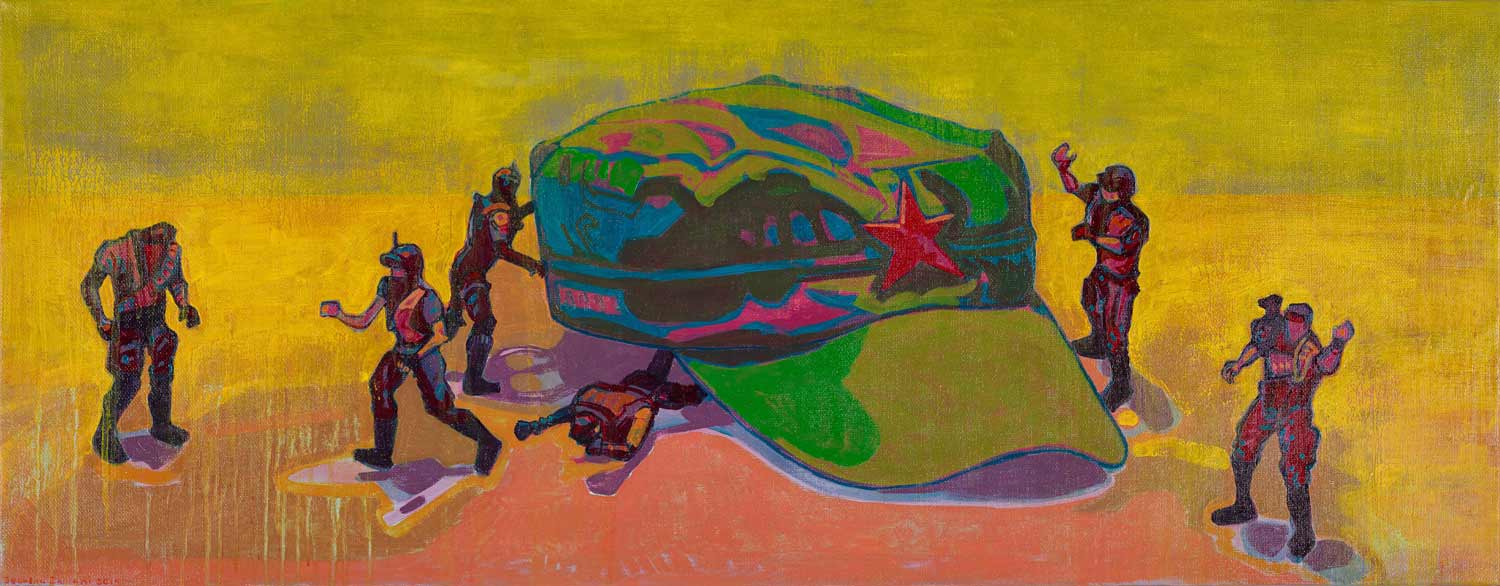 Sourena Zamani-The Idea Behind The Cap 1-131x51cm-2019-Oil on canvas