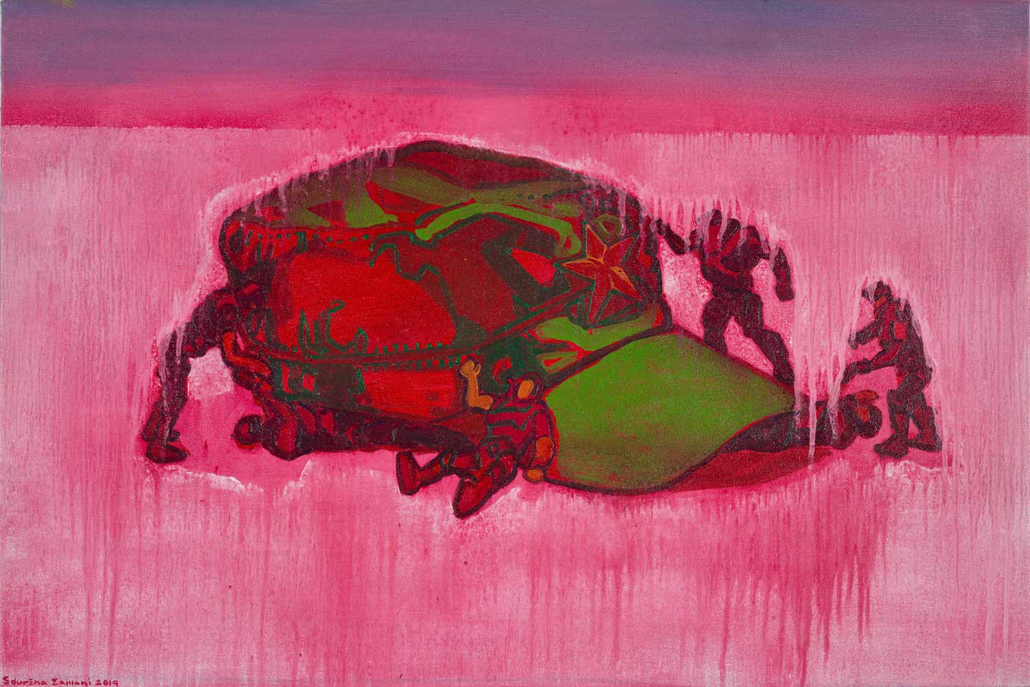 Sourena Zamani-The Idea Behind The Cap 2-57x85cm-2019-Oil on canvas
