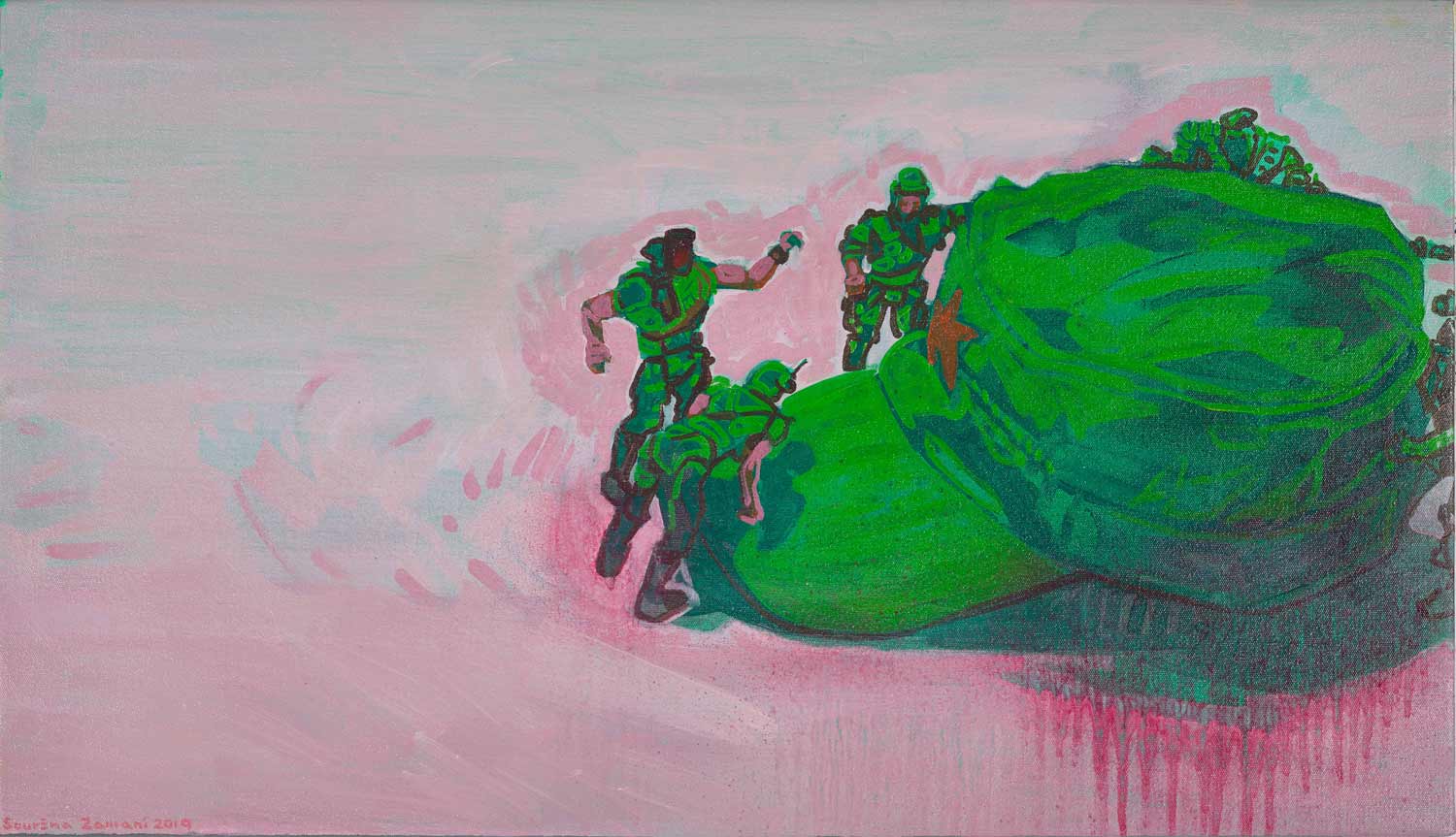 Sourena Zamani-The Idea Behind The Cap 3-46x80cm-2019-Oil on canvas